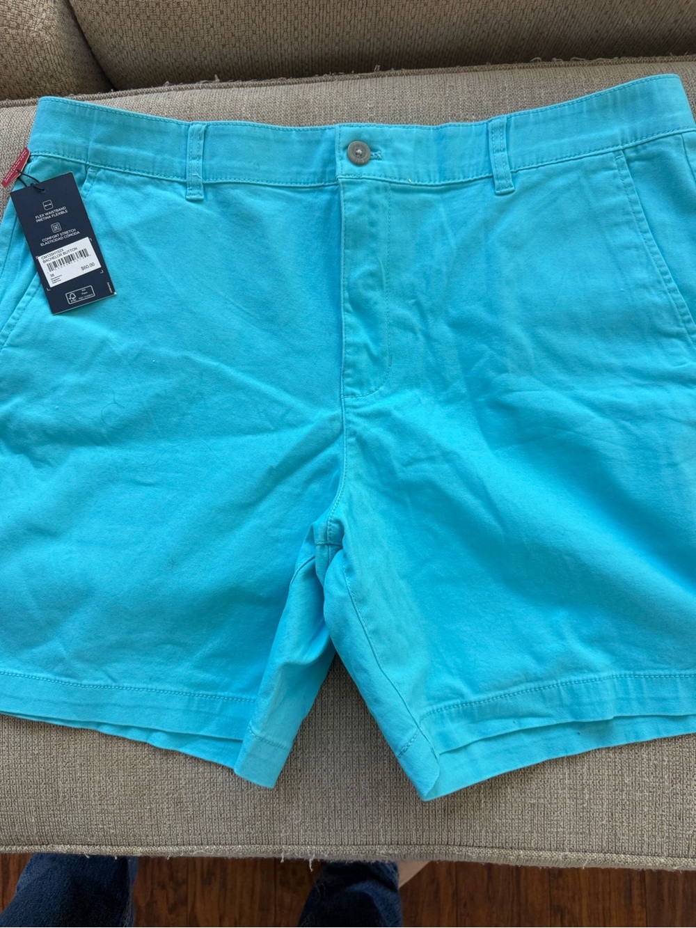 Chaps Aqua Flat-Front Men's Shorts